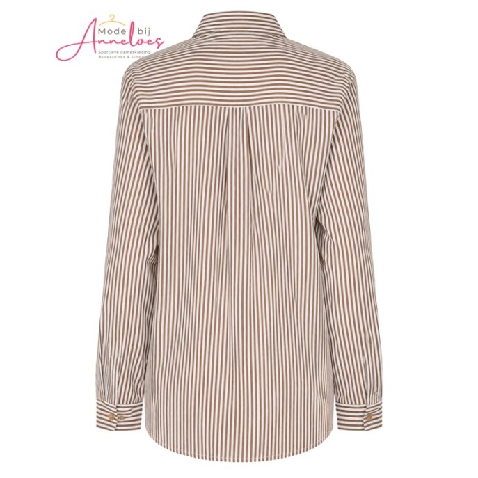 Micha Blouse 145252 Streep Borduring Brown Offwhite Micha Blouse 145252 Streep Borduring Brown Offwhite
